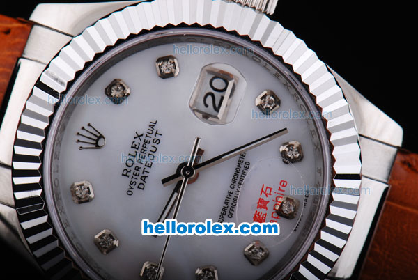 Rolex Datejust Working Chronograph Automatic Movement with White Dial and Diamond Marking - Click Image to Close